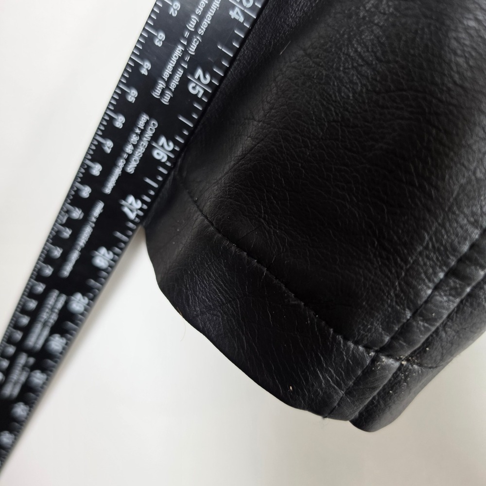 Cbyezy Mens Faux Leather Moto Jacket Black White Colorblock Cafe Racer 2XL - Picture 6 of 10